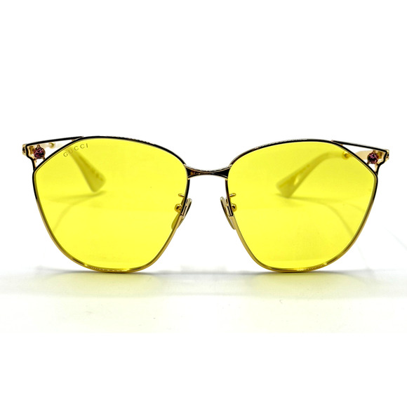 Gucci Sunglasses GG1375SA-002 Womens Gold Metal Cat Eye Frame Yellow Lens 62mm main image 12